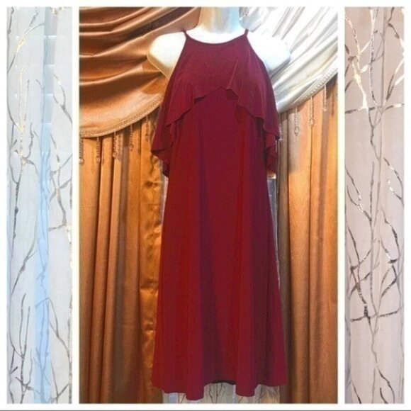 R & M Richards Size 10 Merlot Sleeveless Dress - Picture 2 of 4